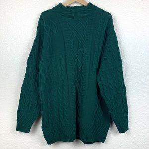 Vintage hunter green cable knit sweater jumper top